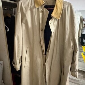 Brooks Brothers Beige Trench Coat with Tan Contrast Collar